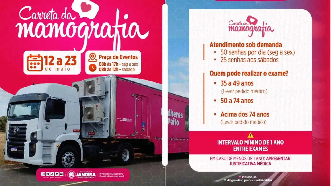 Carreta da Mamografia chega em Jandira com exames gratuitos para a população 