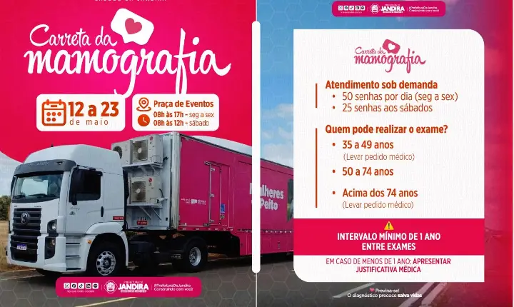 Carreta da Mamografia chega em Jandira com exames gratuitos para a população 