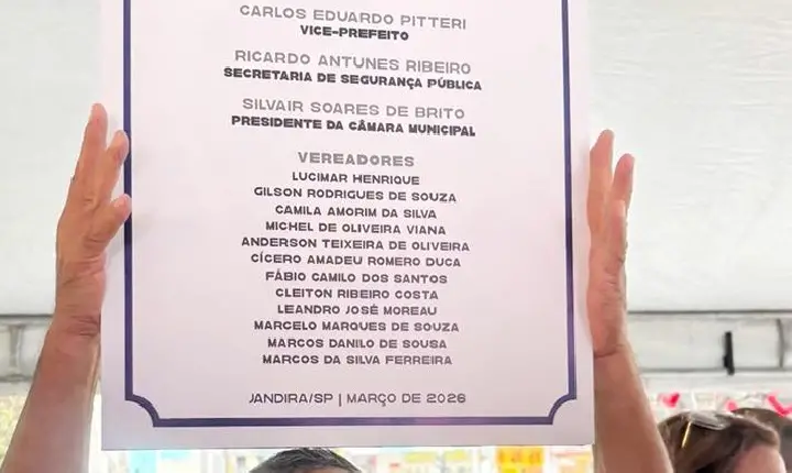 Prefeito de Jandira Dr. Sato ao lado do Secretário Municipal de Segurança, Ricardo Antunes inauguraram a Base Guardiã Maria da Penha  