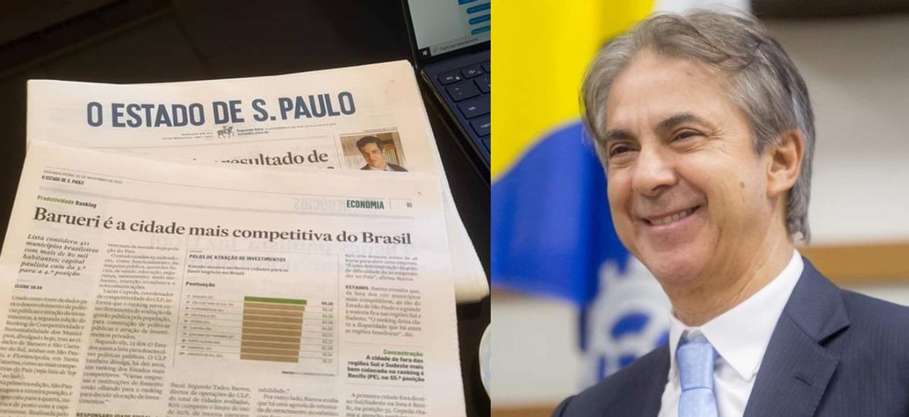 Em suas redes sociais o Prefeito Furlan anuncia que Barueri é a cidade mais competitiva do Brasil