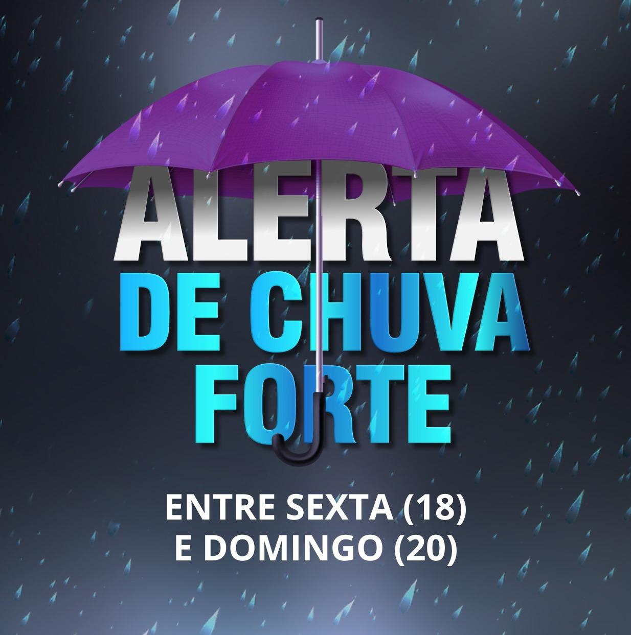 A Defesa Civil do Estado de São Paulo emitiu um alerta de Risco Meteorológico em nossa região, que deve ocorrer entre sexta-feira (18) e domingo (20)