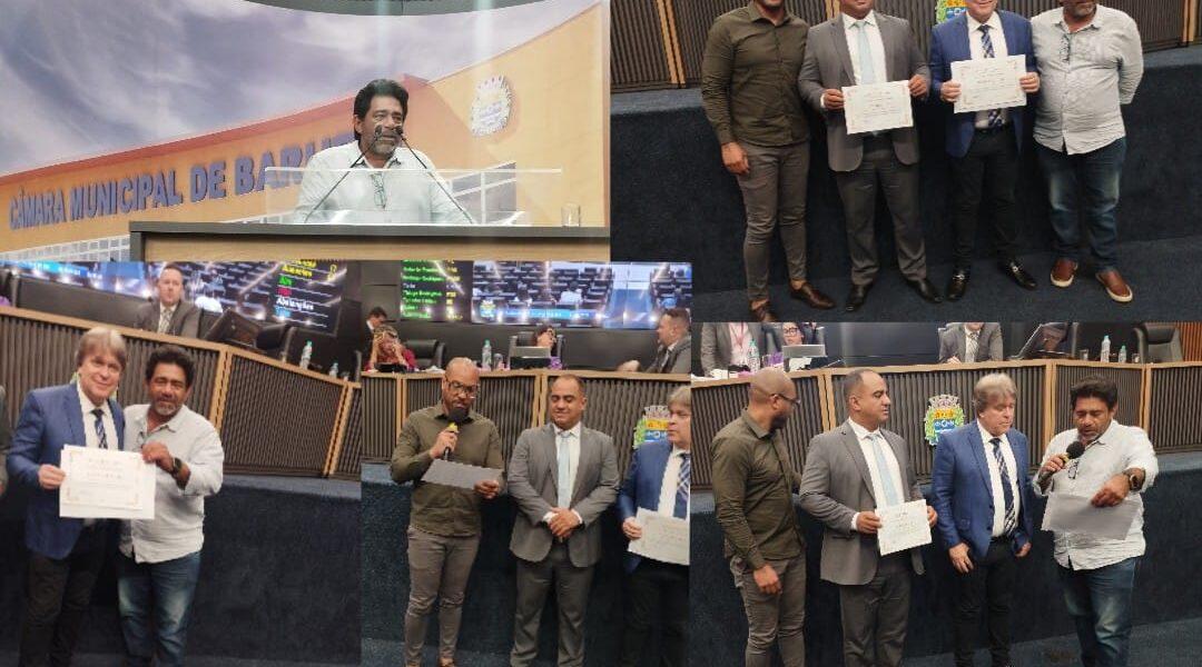 Lúcio Marques e Kleber Nascimento, professores especialistas representaram a Diretoria de Ensino de Carapicuíba na Câmara Municipal de Barueri