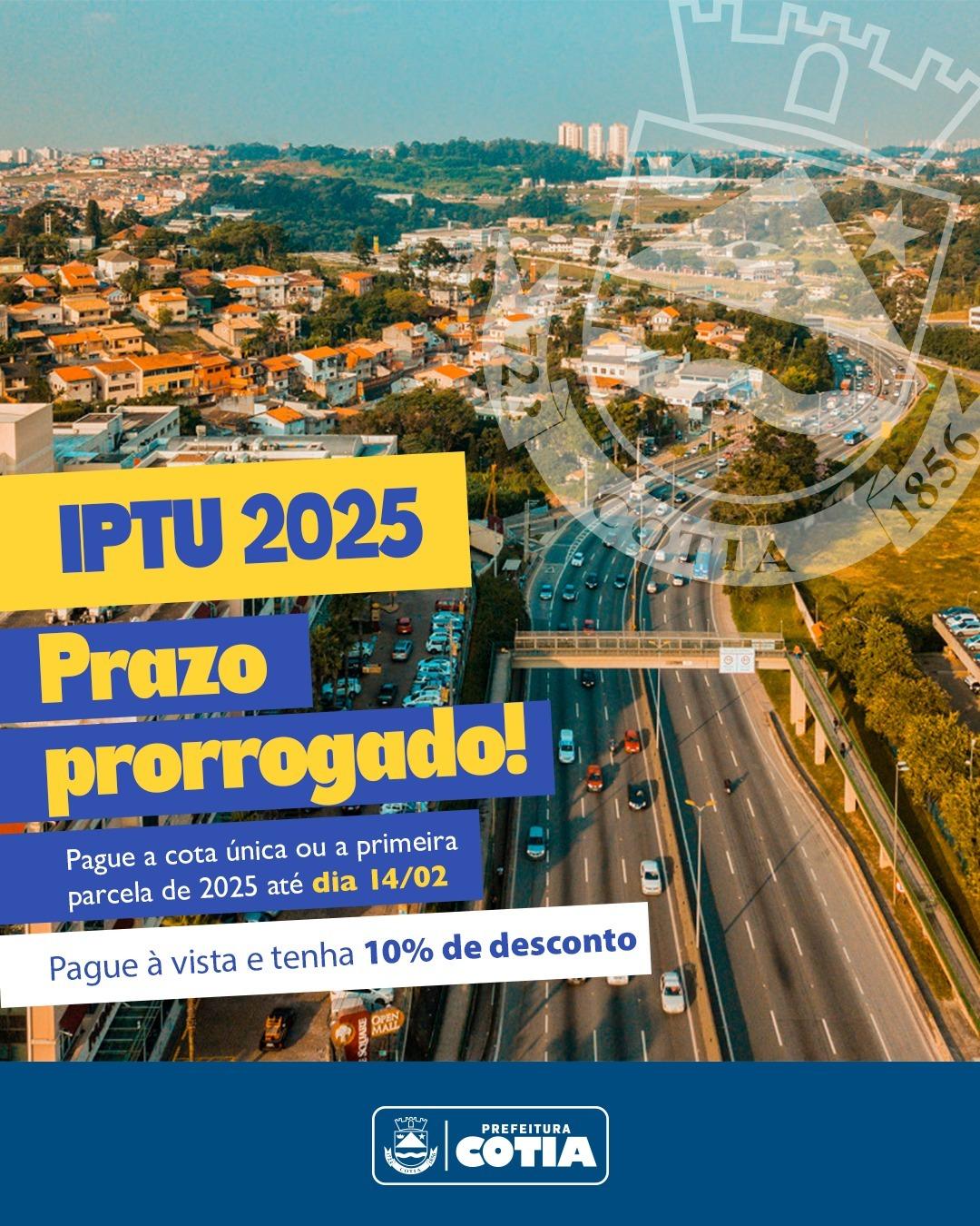 Prefeitura de Cotia prorroga o vencimento da 1ª parcela do IPTU e da cota única com desconto