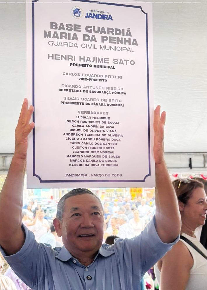 Prefeito de Jandira Dr. Sato ao lado do Secretário Municipal de Segurança, Ricardo Antunes inauguraram a Base Guardiã Maria da Penha  