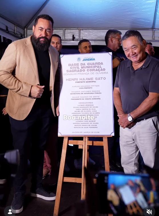 Prefeito de Jandira Dr. Sato ao lado do Secretário Municipal Ricardo Antunes inauguram a nova base da Guarda Municipal do Sagrado Coração