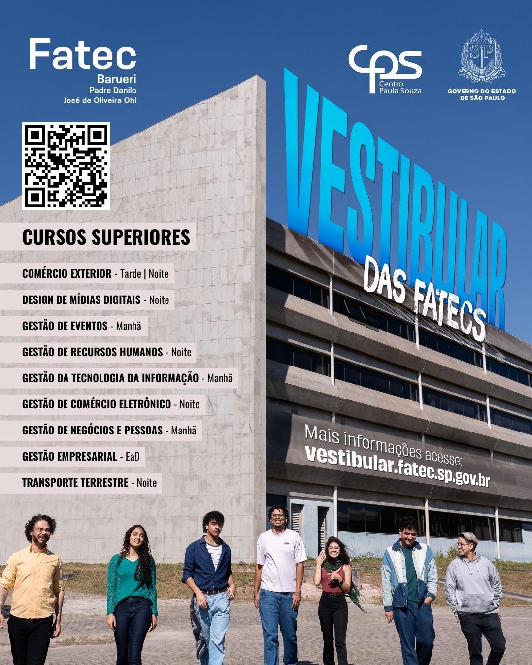 Fatec Barueri abre inscrições para Vestibular de 2027 com 9 cursos superiores gratuitos